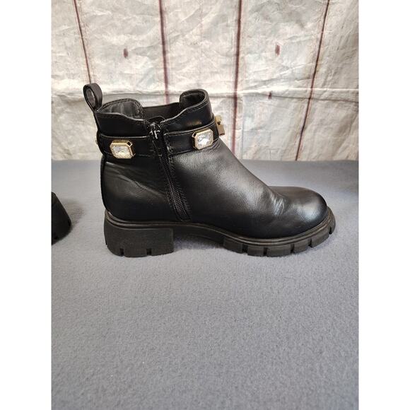 Madden Girl 4 Honeyy Platform Chunky Heel Gem Pull On Chelsea Boots Black - Picture 7 of 11